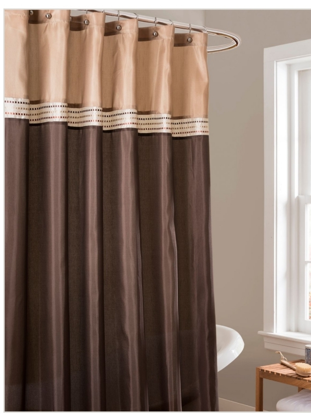 New! Lush Decor Terra Shower Curtain 72 x 72 in rich beige and brown